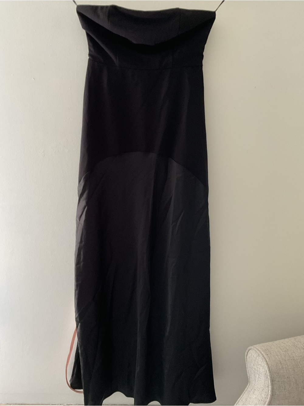 Lulus Compelling Style Black Strapless A-Line Maxi Crepe/Satin Maxi Dress NWT M - Picture 5 of 15